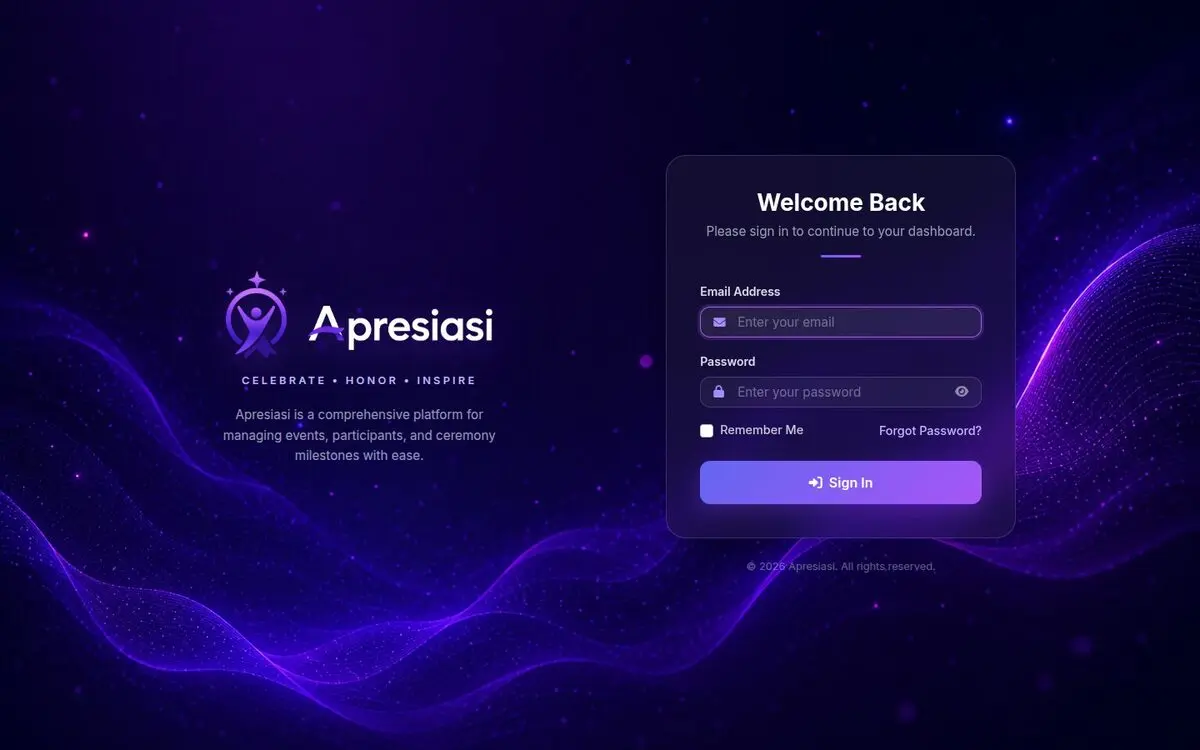 Screenshot of the Apresiasi event system