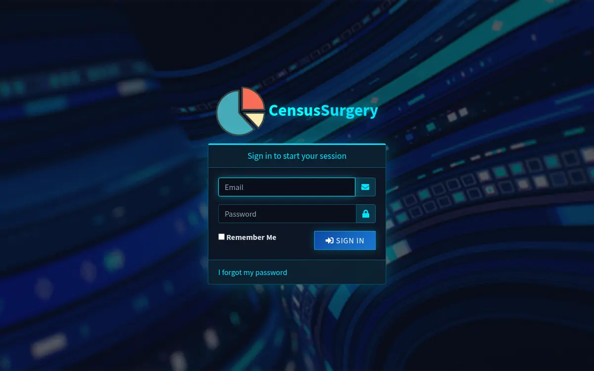 Screenshot of the Census Surgery healthcare reporting