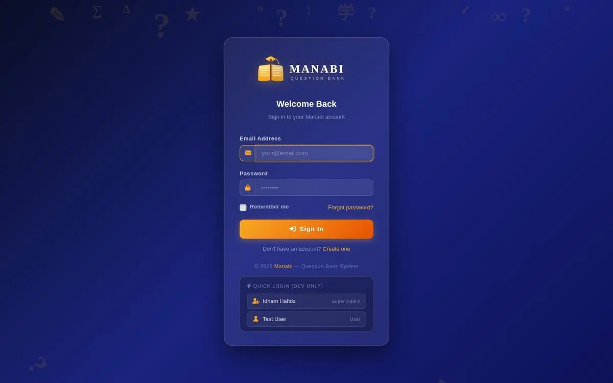 Screenshot of the Manabi assessment platform