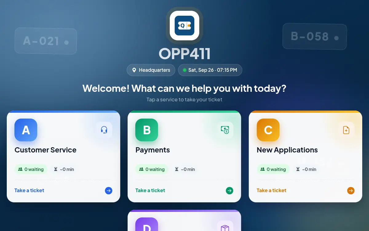 Screenshot of the Qivo queue management